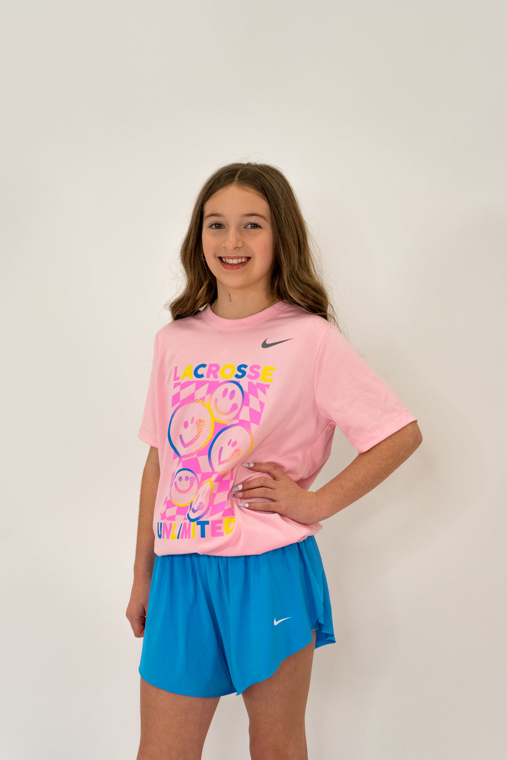 Nike Girls Smile Pink Lacrosse Tee