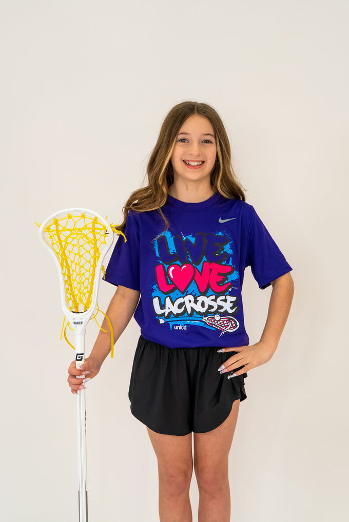 Nike Youth Girls Live Love Lax Purple Lacrosse Tee