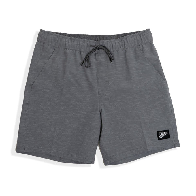 Grey twill breezer shorts front view