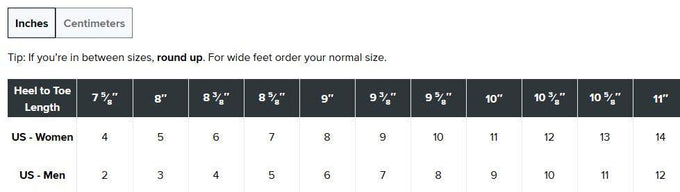 croc size chart