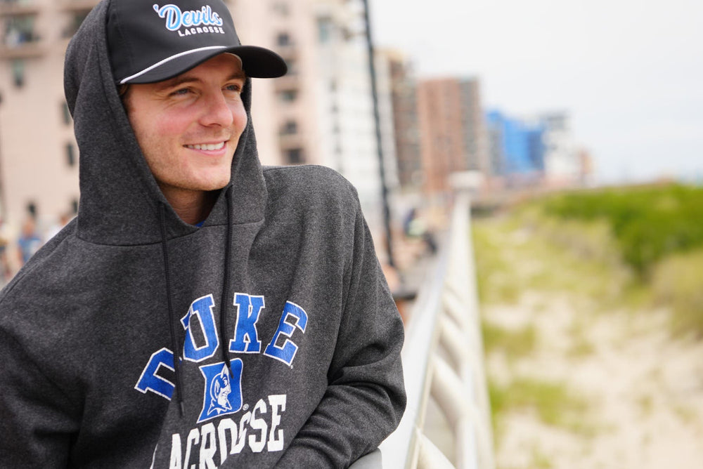 Duke lacrosse hoodie on model