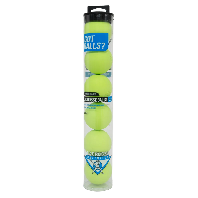 6 Pack Neon Green Lacrosse Balls