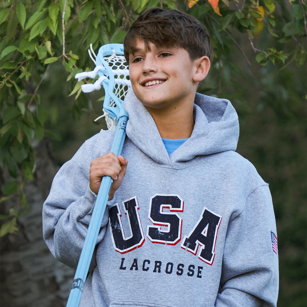 USA LU Youth Grey Lacrosse Hoodie