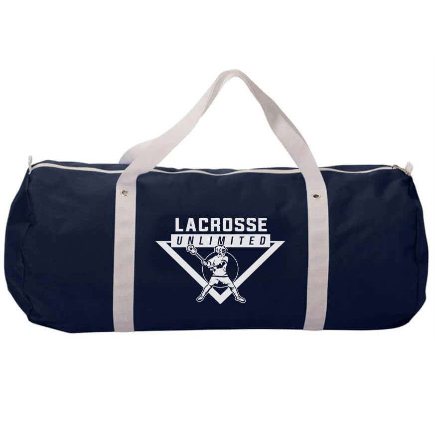 lacrosse unlimited navy duffle lacrosse bag front view - Navy