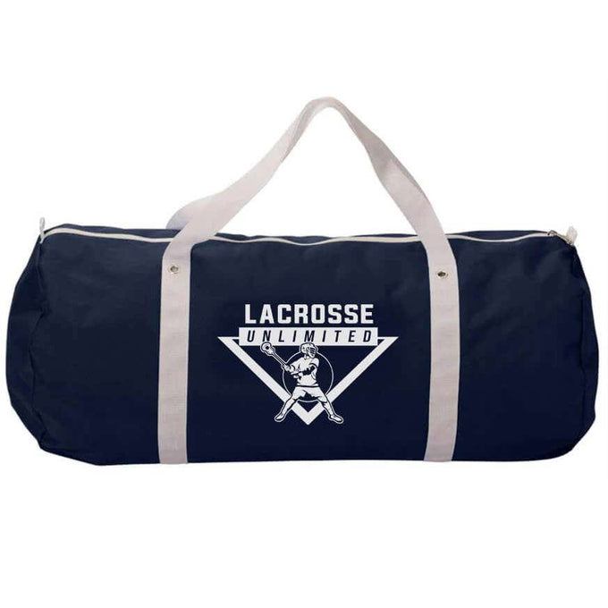 lacrosse unlimited navy duffle lacrosse bag front view - Navy