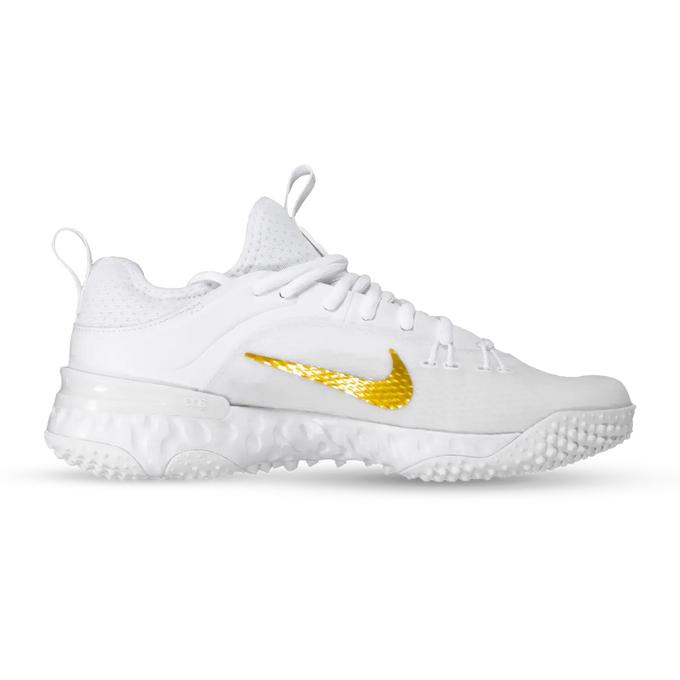 Nike Huarache 9 Elite Lacrosse Turf Shoes - White / Gold