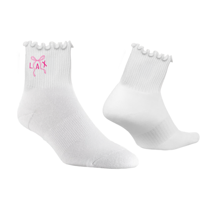 White Ruffle Bow Lacrosse Socks