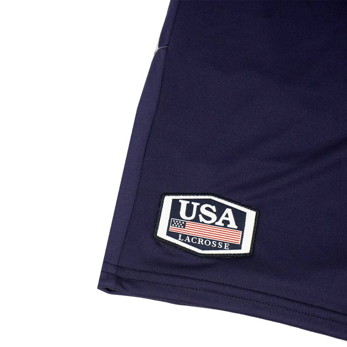 String King Monarch USA Premium Lacrosse Short zoomed in on USA patch
