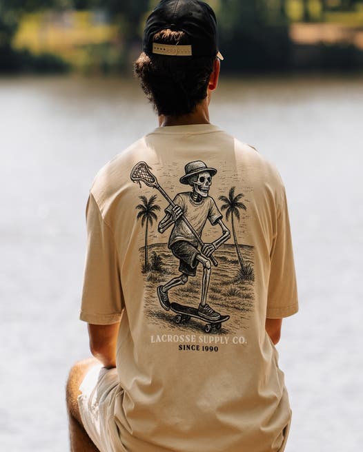 Skeleton Skater Lacrosse Tee