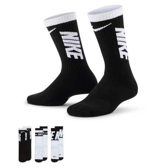 Nike Black/White Crew Socks 3-Pack - Youth - Main