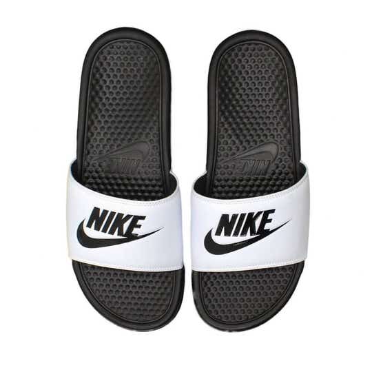 Nike Benassi Slides in black and white Top