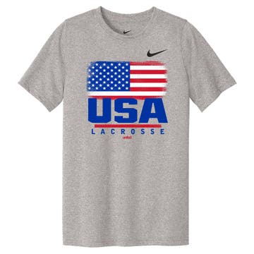 USA Lacrosse Grey Youth Nike tee front view