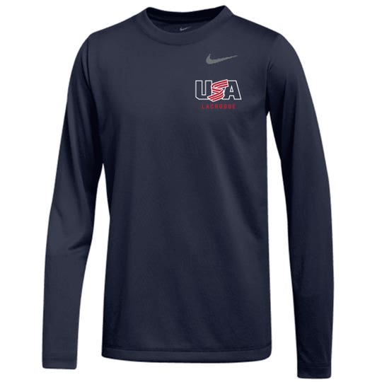 USA Nike long sleeve lacrosse tee youth front view