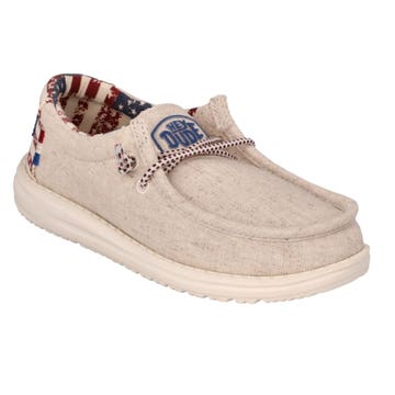 Hey Dude Wally Patriotic Off-White Youth Shoes