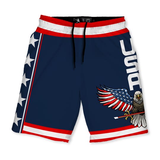 screaming eagle lacrosse shorts front view