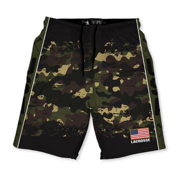 Lacrosse Unlimited Camo Blackout Lacrosse Short front view