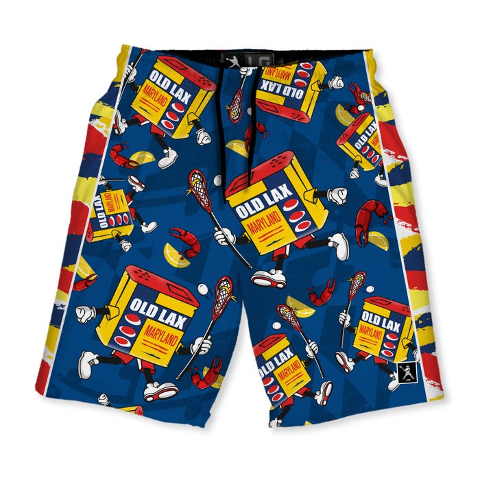 Old Lax crab lacrosse shorts front view