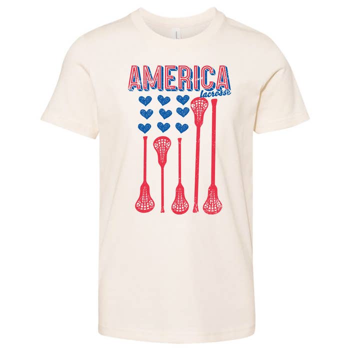 USA Girls Ivory Lacrosse Tee USA Girls Ivory Lacrosse Tee