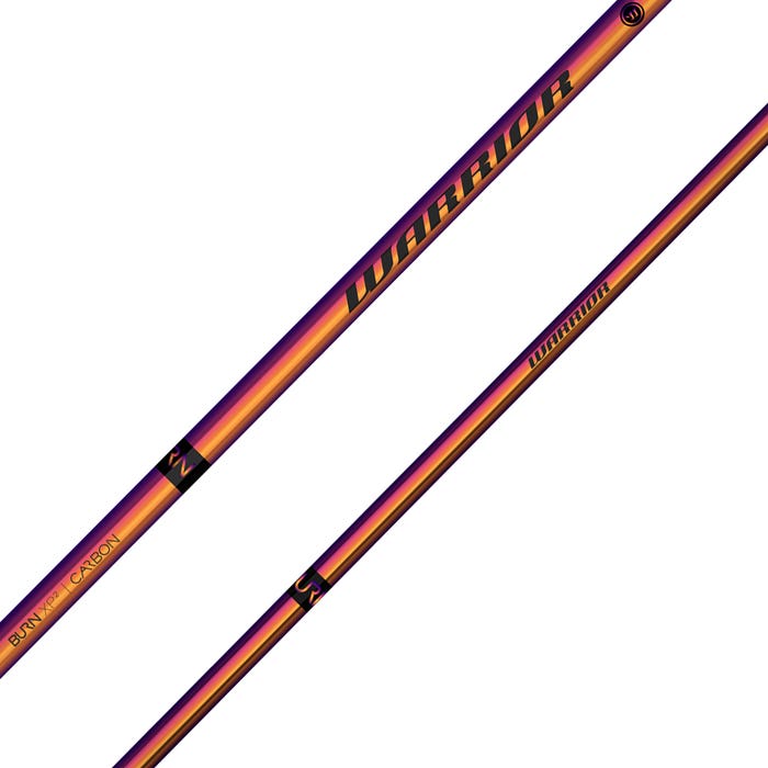 Warrior Burn XP2 lacrosse shaft angled view zoomed in on detail