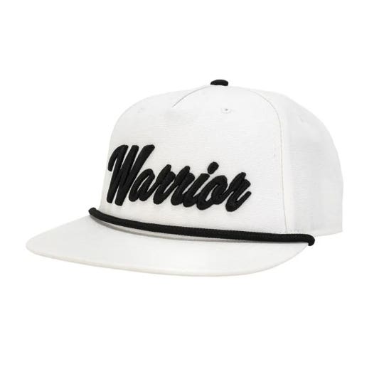 Warrior script rope lacrosse hat white front view