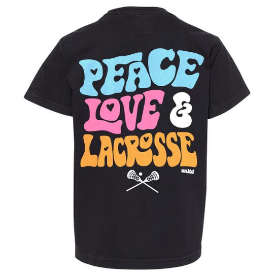 Peace Love Lax Girls Lacrosse Tee back view