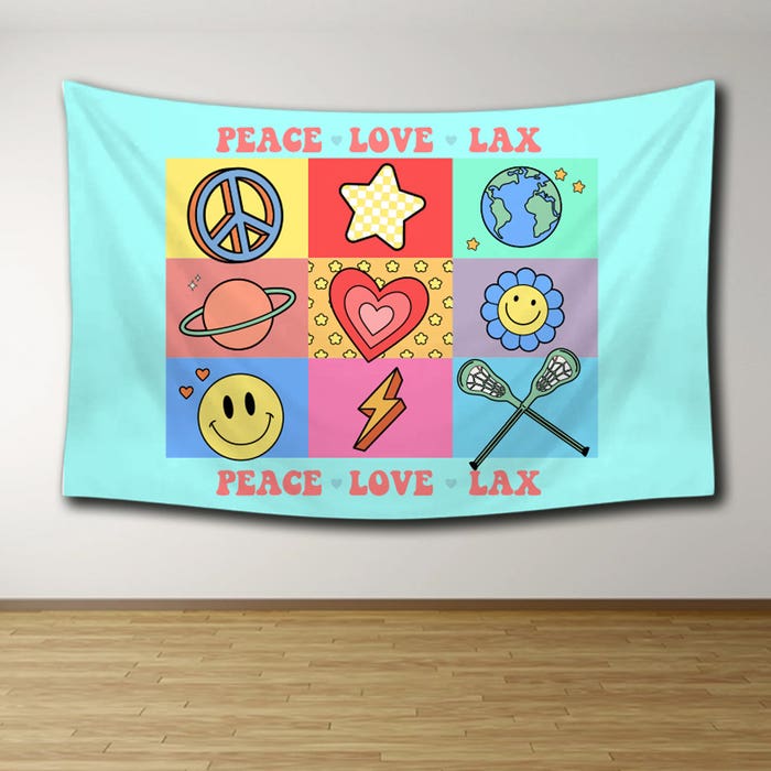 Peace Love Lax Lacrosse Tapestry