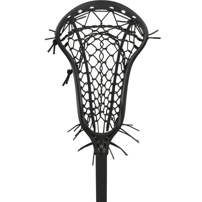 StringKing Women's Complete 2 Pro Midfield Lacrosse Stick - Tech Trad Pocket black front view
