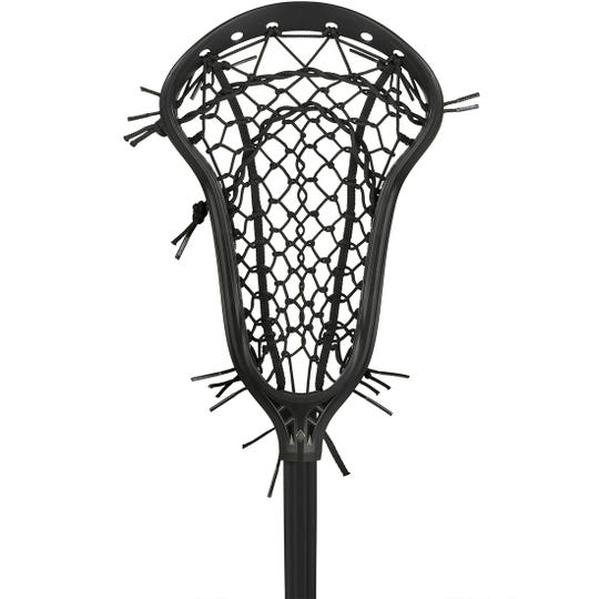StringKing Women's Complete 2 Pro Defense Lacrosse Stick - Tech Trad Pocket black front view