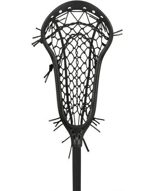 StringKing Women's Complete 2 Pro Defense Lacrosse Stick - Tech Trad Pocket black front view