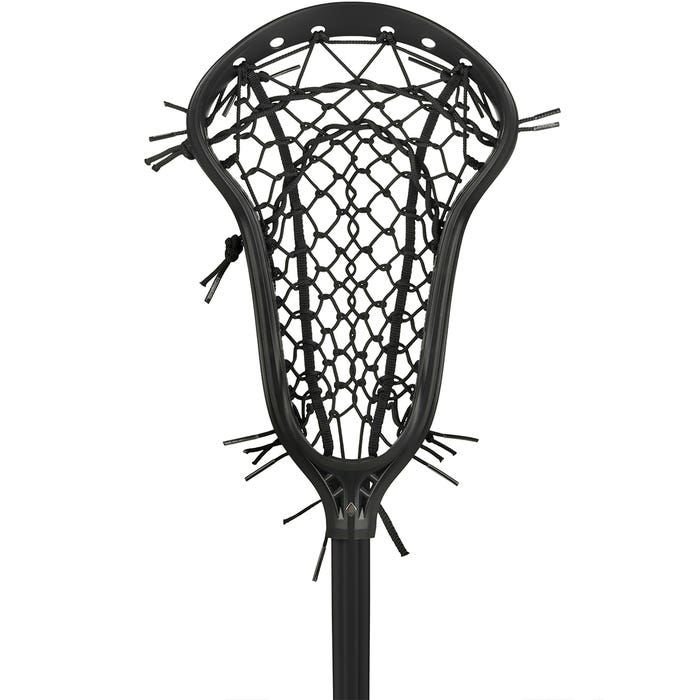 StringKing Women's Complete 2 Pro Defense Lacrosse Stick - Tech Trad Pocket black front view