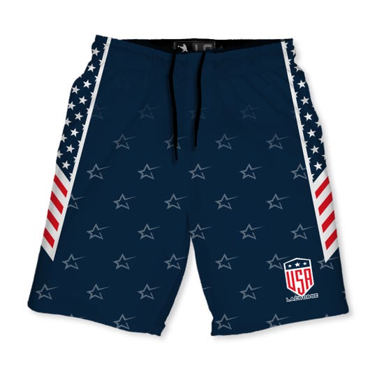 USA Stars Lacrosse Shorts front view