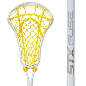 STX Fuse Complete Lacrosse Stick white/yellow front view with shaft detail