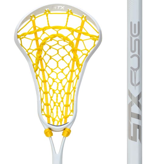 STX Fuse Complete Lacrosse Stick white/yellow front view with shaft detail