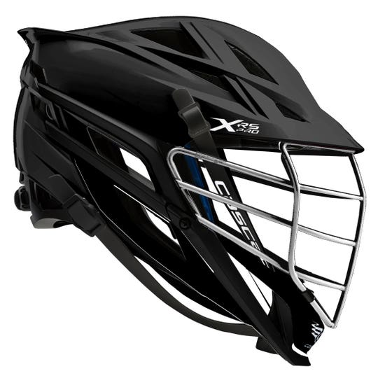 Cascade XRS Pro Lacrosse Helmet Black shell Chrome Facemask side view