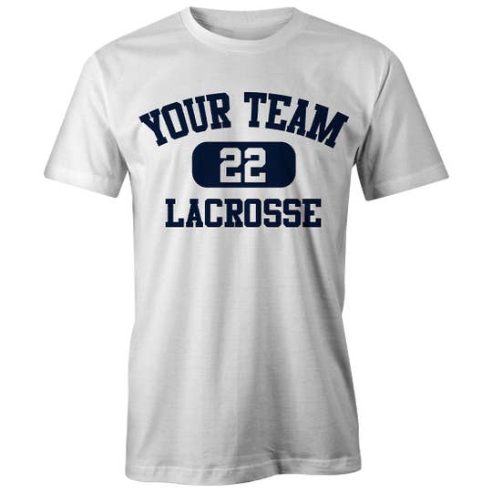 Custom Pill Lacrosse Tee white front view