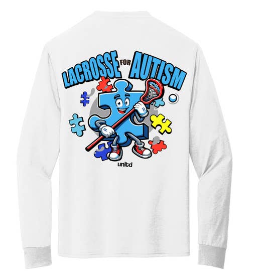 Play for Autism Long Sleeve Lacrosse Tee 2024 back view