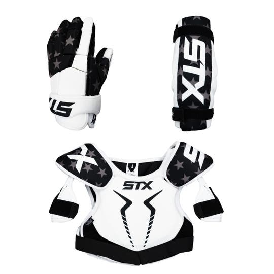 STX Stallion 75 USA Lacrosse 3 Piece Starter set including gloves arm pads and shoulder pads