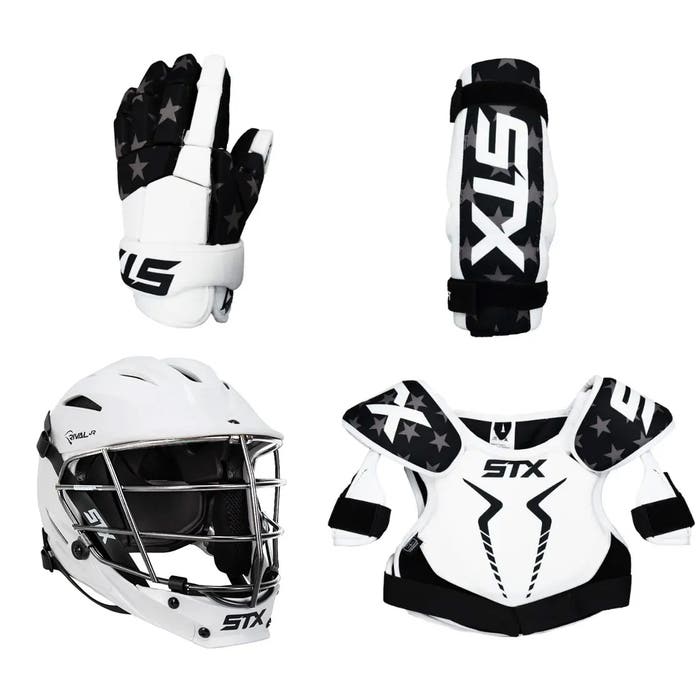 4-Piece USA Lacrosse Starter Set (STX Rival Jr. Helmet - No Stick)
