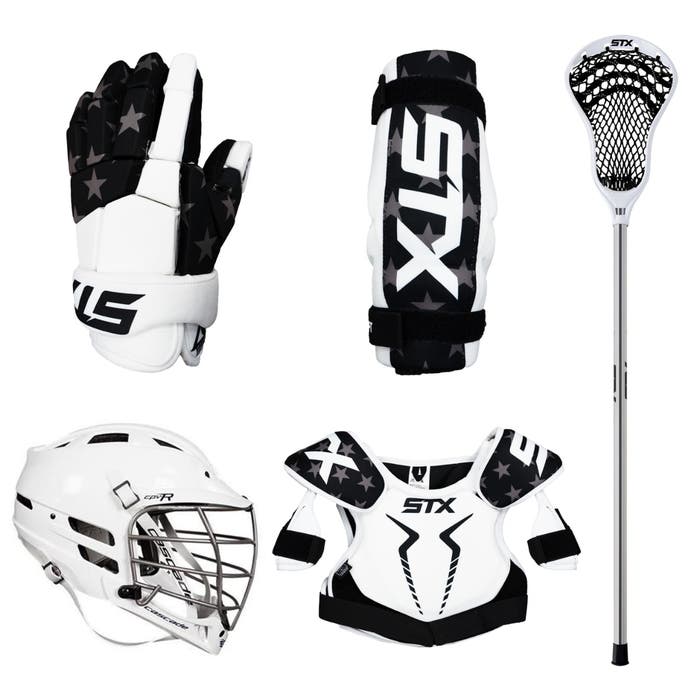 STX Stallion 75 5-Piece Starter set including gloves, arm pads, shoulder pads, stick and CPV-R helmet STX Stallion 75 5-Piece Starter set including gloves, arm pads, shoulder pads, stick and CPV-R helmet