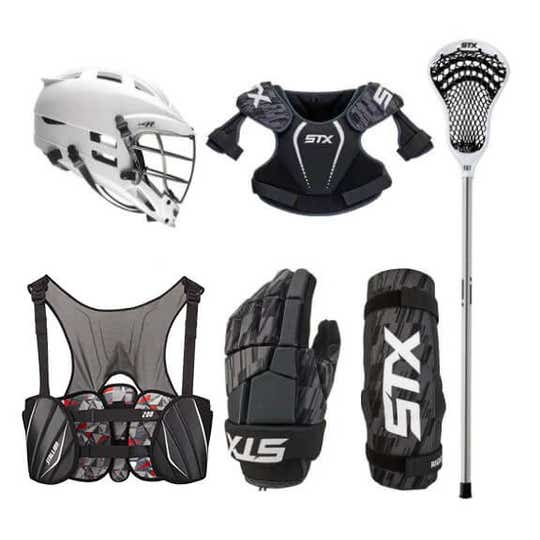 6-Piece Lacrosse Starter Set (Choose Your Helmet)