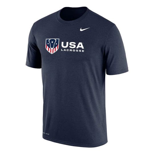 Nike USA Lacrosse Tee Navy front view logo on chest