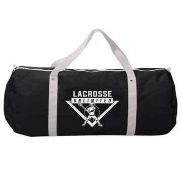 lacrosse unlimited black duffle lacrosse bag front view