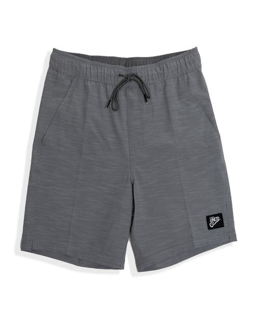 Grey twill breezer shorts front view