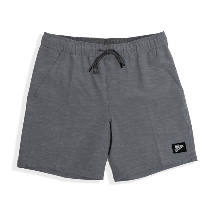 Grey twill breezer shorts front view