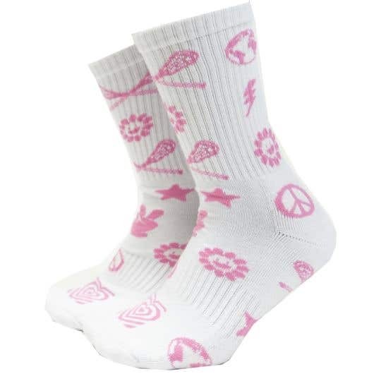 Pink Doodle Crew Socks