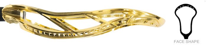 gold chrome optik 3.0 unstrung lacrosse head side view gold chrome optik 3.0 unstrung lacrosse head side view