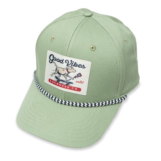 Good Vibes Pup Lacrosse Hat front angled view