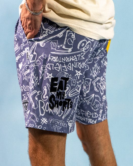 Simpsons Sketch Lacrosse Swim Dodge Shorts