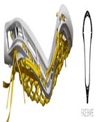 Whip 2 strung lacrosse head white yellow side view