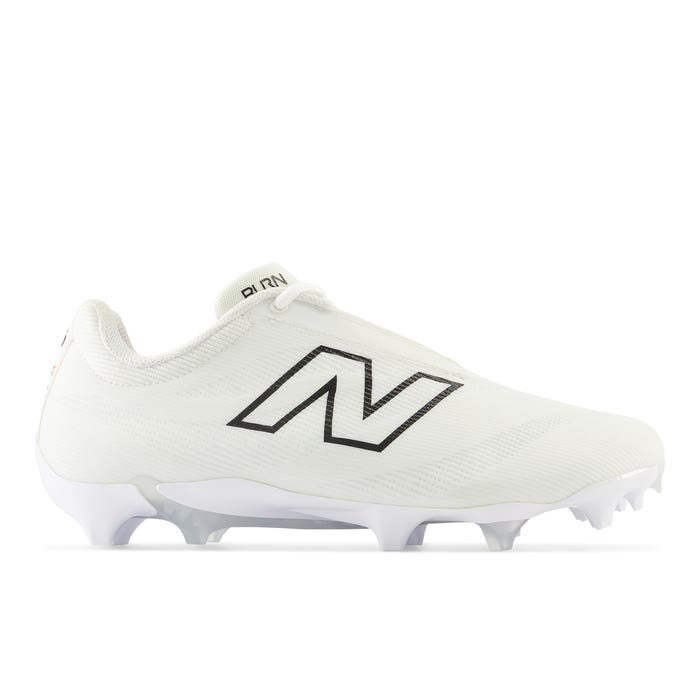 New Balance Burn X4 Lacrosse Cleats white outside view New Balance Burn X4 Lacrosse Cleats white outside view